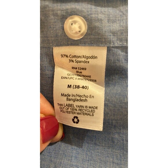 George Mens Button Down Shirt Blue Long Sleeve Size Medium 38-40 R Classic Fit - Picture 6 of 8